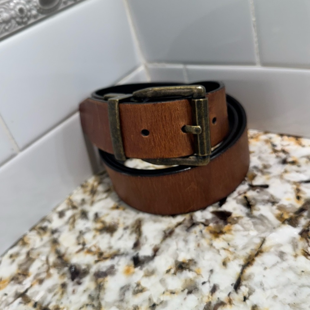 Fossil reversible Tan/Black Leather Strap